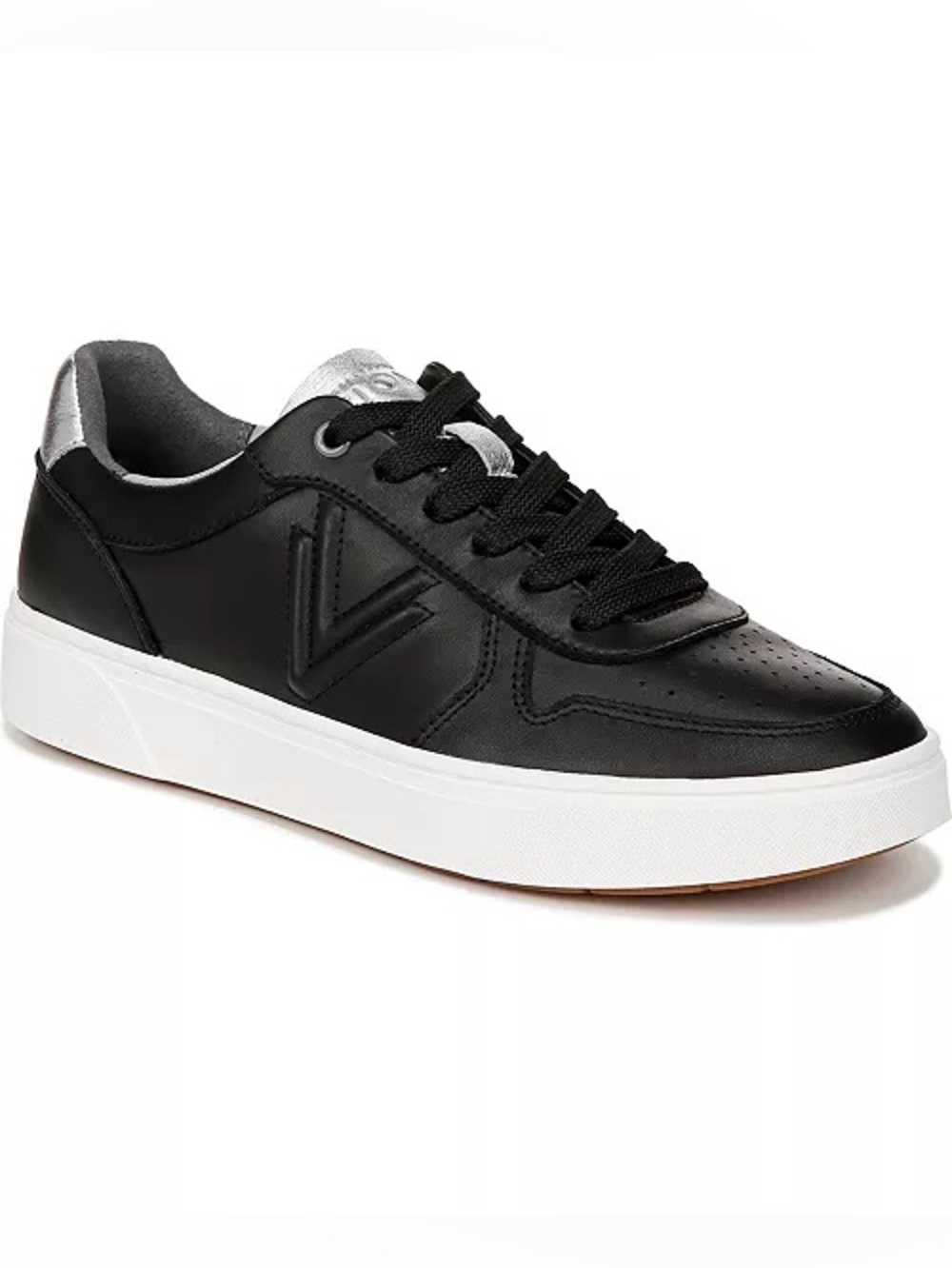 Vionic Kimmie Court Black & Silver Leather Sneakers Women’s 9.5 NEW